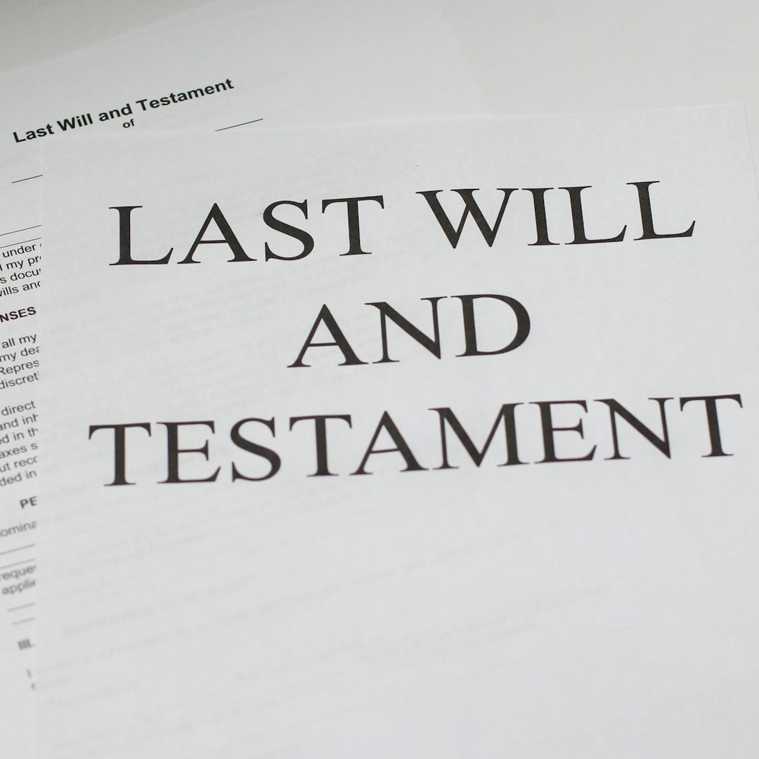 Last Will and Testament Document titled "Last Will and Testament" on a table.